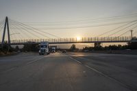 Dawn on an Asphalt Road with Clear Skies