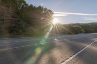 Dawn on Asphalt Road: A Picturesque Rural Landscape