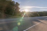 Dawn on Asphalt Road: A Picturesque Rural Landscape