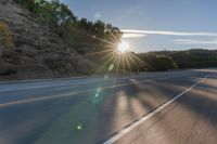 Dawn on Asphalt Road: A Picturesque Rural Landscape