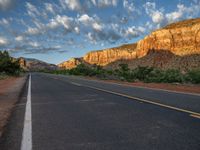 Dawn on the Asphalt Road in Utah, USA