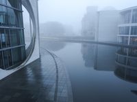 Dawn in Berlin: Cityscape with Concrete and Water