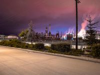 Dawn Over California: Industrial Scene with Road and Buildings