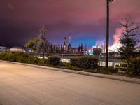 Dawn Over California: Industrial Scene with Road and Buildings