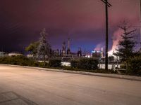 Dawn Over California: Industrial Scene with Road and Buildings