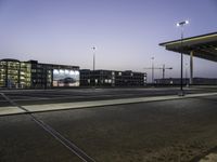 Dawn City with Residential Buildings and Asphalt Road