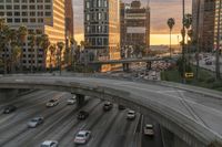 Dawn Cityscape: A Stunning View of a Highway Bridge