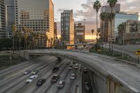Dawn Cityscape: A Stunning View of a Highway Bridge