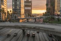 Dawn Cityscape: A Stunning View of a Highway Bridge