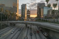 Dawn Cityscape: A Stunning View of a Highway Bridge