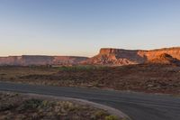 Dawn Desert Road and Mountain