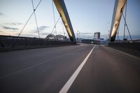 Dawn in Frankfurt: Urban Landscape with Bridge and Highway
