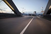 Dawn in Frankfurt: Urban Landscape with Bridge and Highway