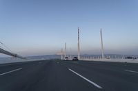 Dawn on the Highway Bridge: Clear Sky and Open Road