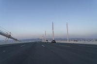 Dawn on the Highway Bridge: Clear Sky and Open Road