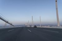 Dawn on the Highway Bridge: Clear Sky and Open Road