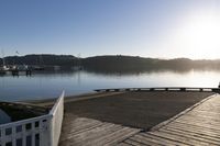 Dawn Landscape with Lake and Wooden Jetty - Recreation