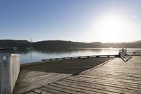 Dawn Landscape with Lake and Wooden Jetty - Recreation