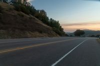 Dawn Landscape in Rural Area with Tree and Hill