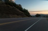 Dawn Landscape in Rural Area with Tree and Hill