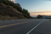 Dawn Landscape in Rural Area with Tree and Hill