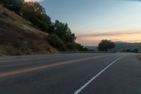 Dawn Landscape in Rural Area with Tree and Hill