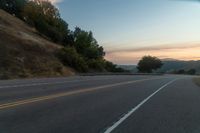 Dawn Landscape in Rural Area with Tree and Hill