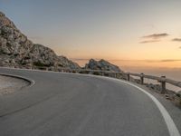 Dawn in Majorca, Spain: Road Curve Under Clouds