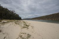 the sandy beach is empty, but there is nothing to see here in the water