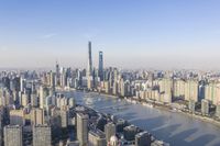 Dawn Overlooking Shanghai: Aerial View of the City