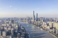Dawn Overlooking Shanghai: Aerial View of the City
