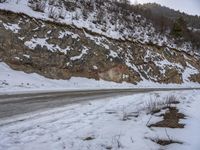 Dawn Road in Winter Mountain Landscape