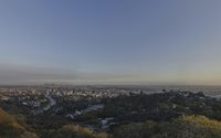 a view of hollywood from atop the mountain in the hollywood hills area of los angeles, california