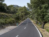 a long, straight road is empty from motor traffic or other traffic on it's sides