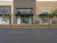 Daytime View of Storefront in Suburban Area with Vegetation