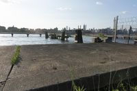 Daytime Walkway in New York City: Clear Sky and Urban Views