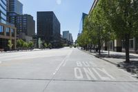 the city road is empty of people and no vehicles to be seen on it, but no cars can be seen on it