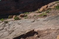 rock formation in an outcropping area by a river in the desert near to a cliff