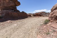 the rocks are big rocks in the desert or an area with no cars on them