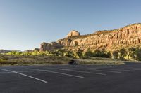 Desert Parking Lot with Clear Sky
