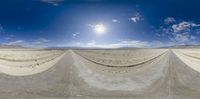 this is an image of the desert in 360 - view lens taken using a fish eye lens