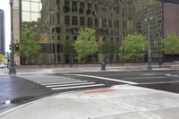 City Street with Office Buildings in Detroit, Michigan