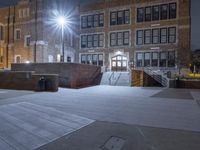 Detroit Night Cityscape: Snow and Low Light