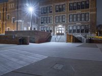 Detroit Night Cityscape: Snow and Low Light