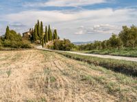 Dirt Road in Tuscany Landscape under Clear Sky