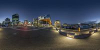 a fisheye fish view of the city in london's docklands, uk