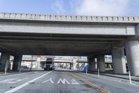 the double level highway is a crosswalk in between two highway platforms overpasses