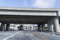 the double level highway is a crosswalk in between two highway platforms overpasses