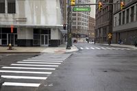Downtown Detroit Cityscape: Rainy Day in the Urban Transport Hub
