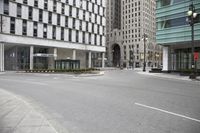 street view of city area with multiple buildings and streets corner in urban area in front